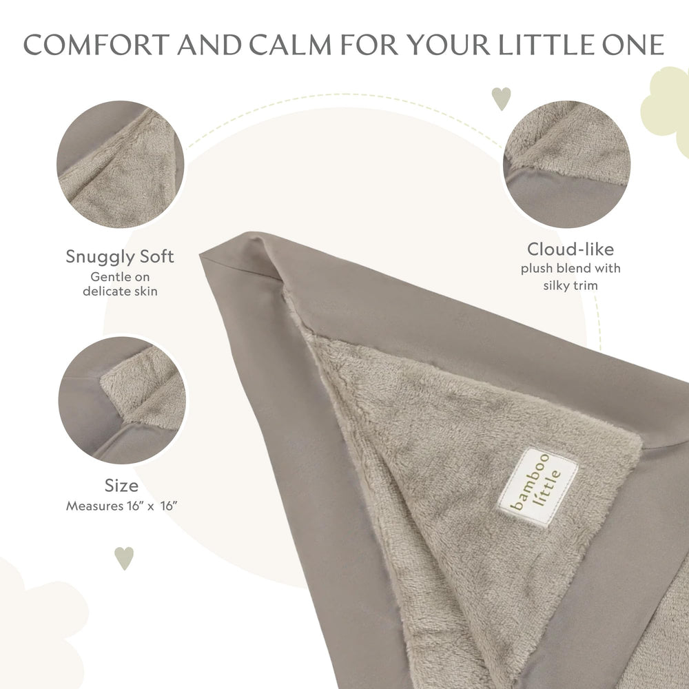 Bamboo Little security blanket soft fabric texture gray conveys gentle comfort during naps.