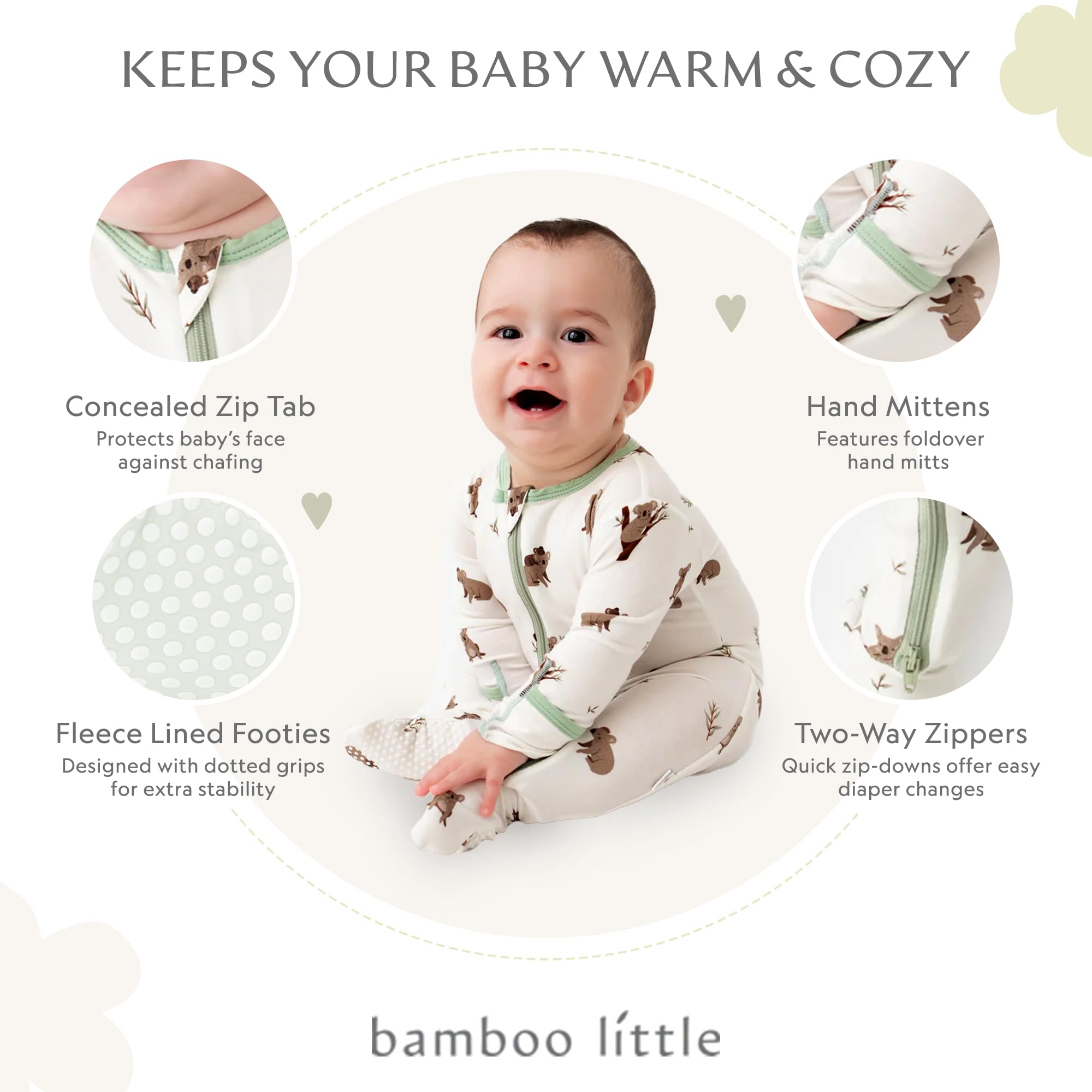 Bamboo Little fabric close-up reveals plush texture and skin-friendly softness.