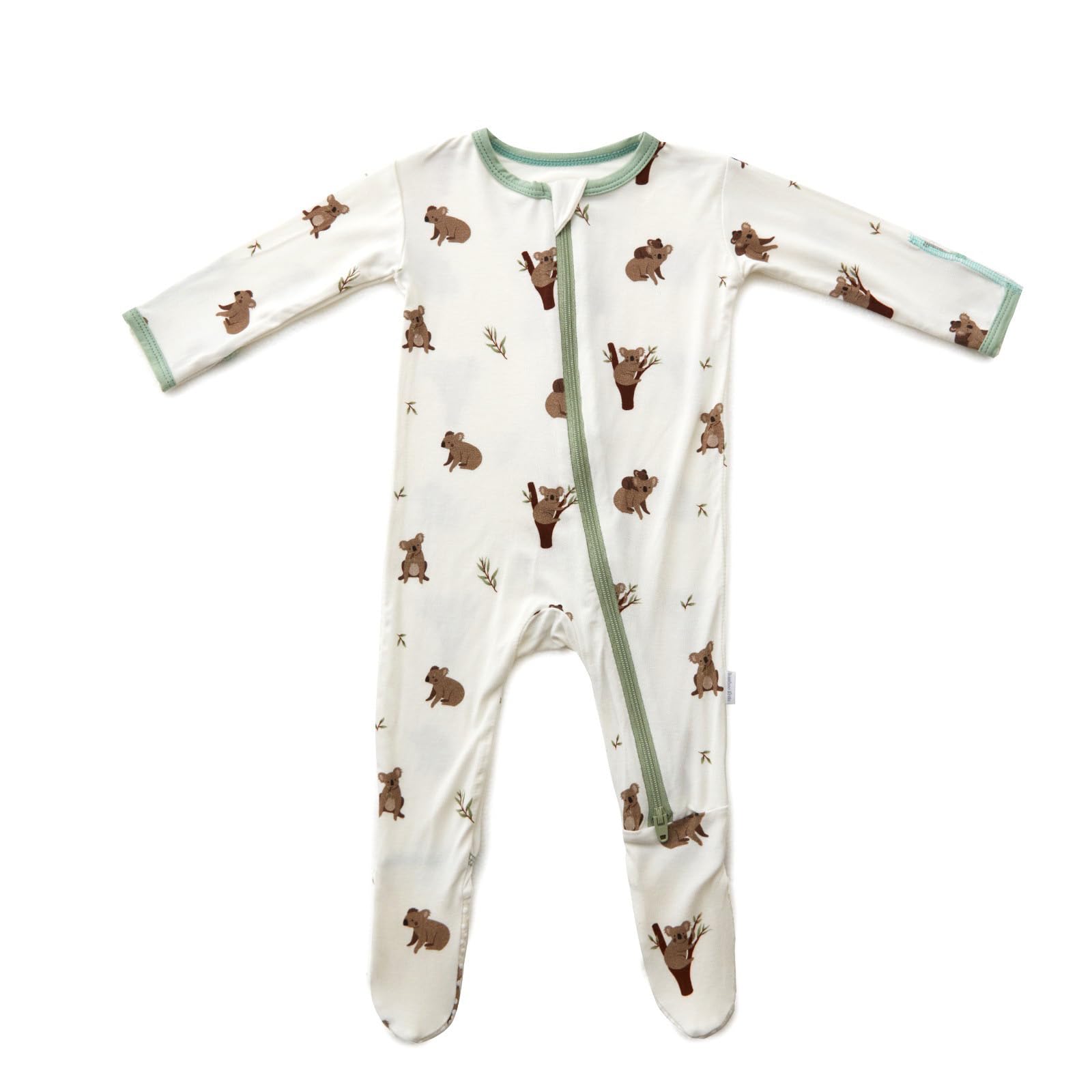 Bamboo Little front view of soft baby footie pajamas showing breathable comfort.
