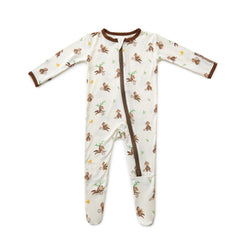 Bamboo Little soft baby footie pajamas front view provide breathable, cozy comfort for naps.