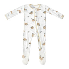 Bamboo Little soft footie sloth front view shows skin-friendly comfort for newborns