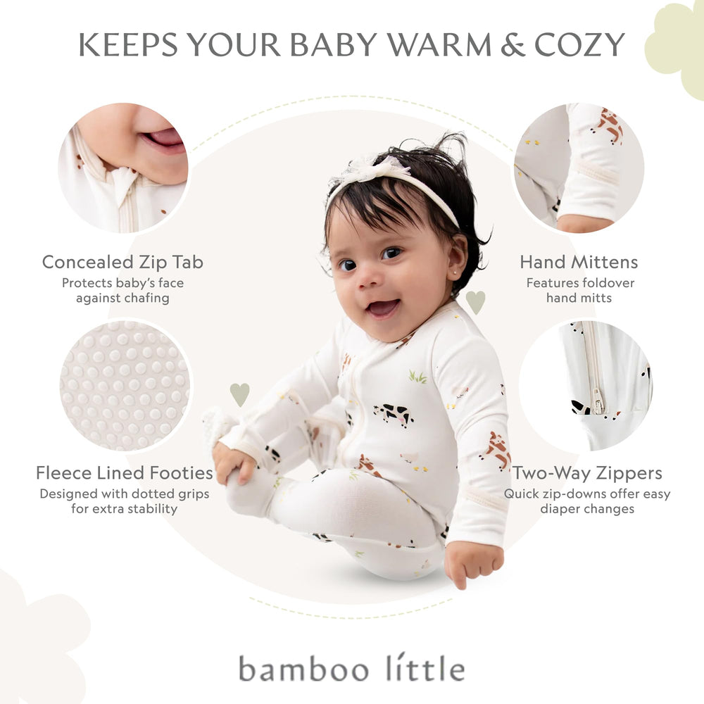 Bamboo Little two-way zip for easy diaper changes during naps