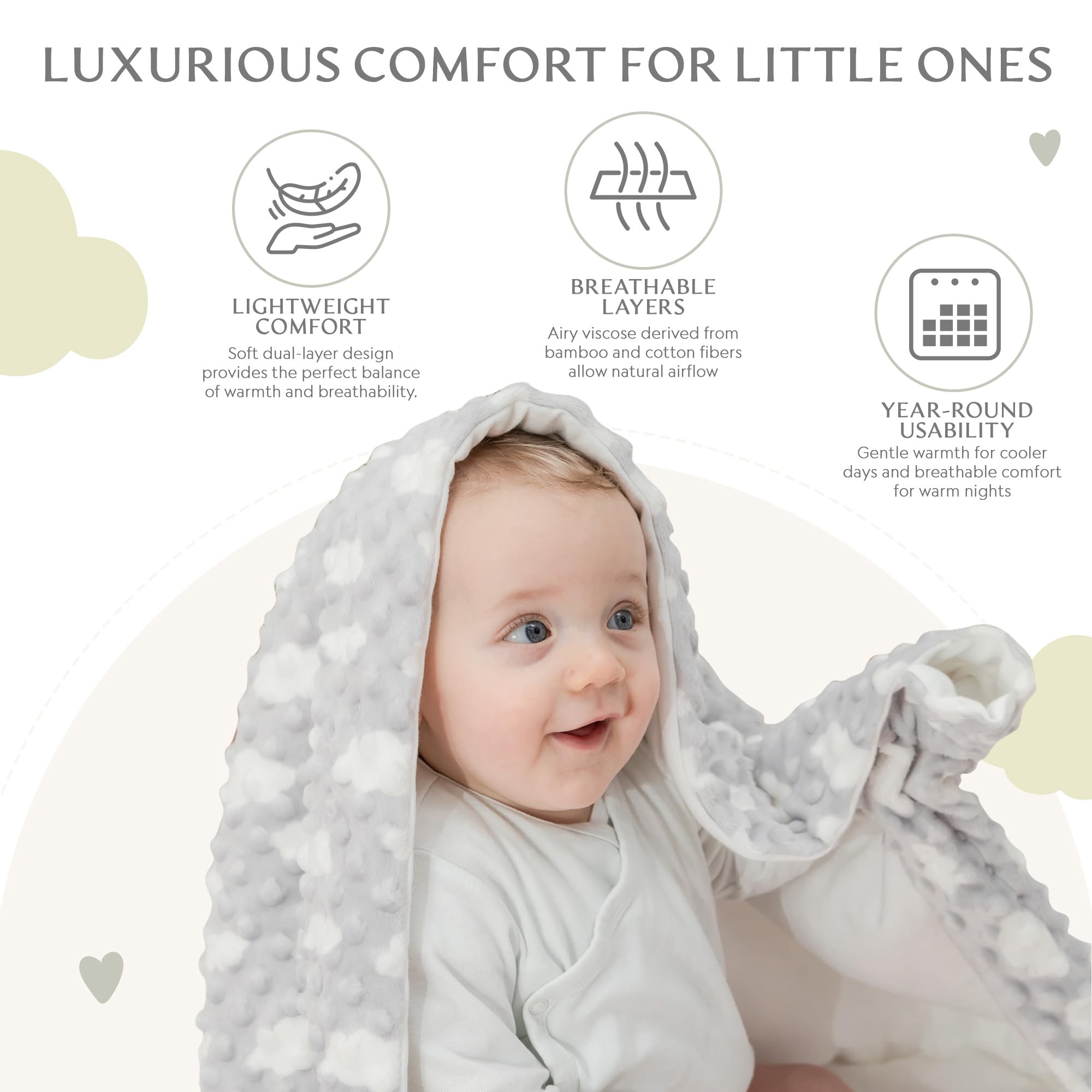 Bamboo Little Ultra-Soft Blanket in stroller use, lightweight breathable comfort