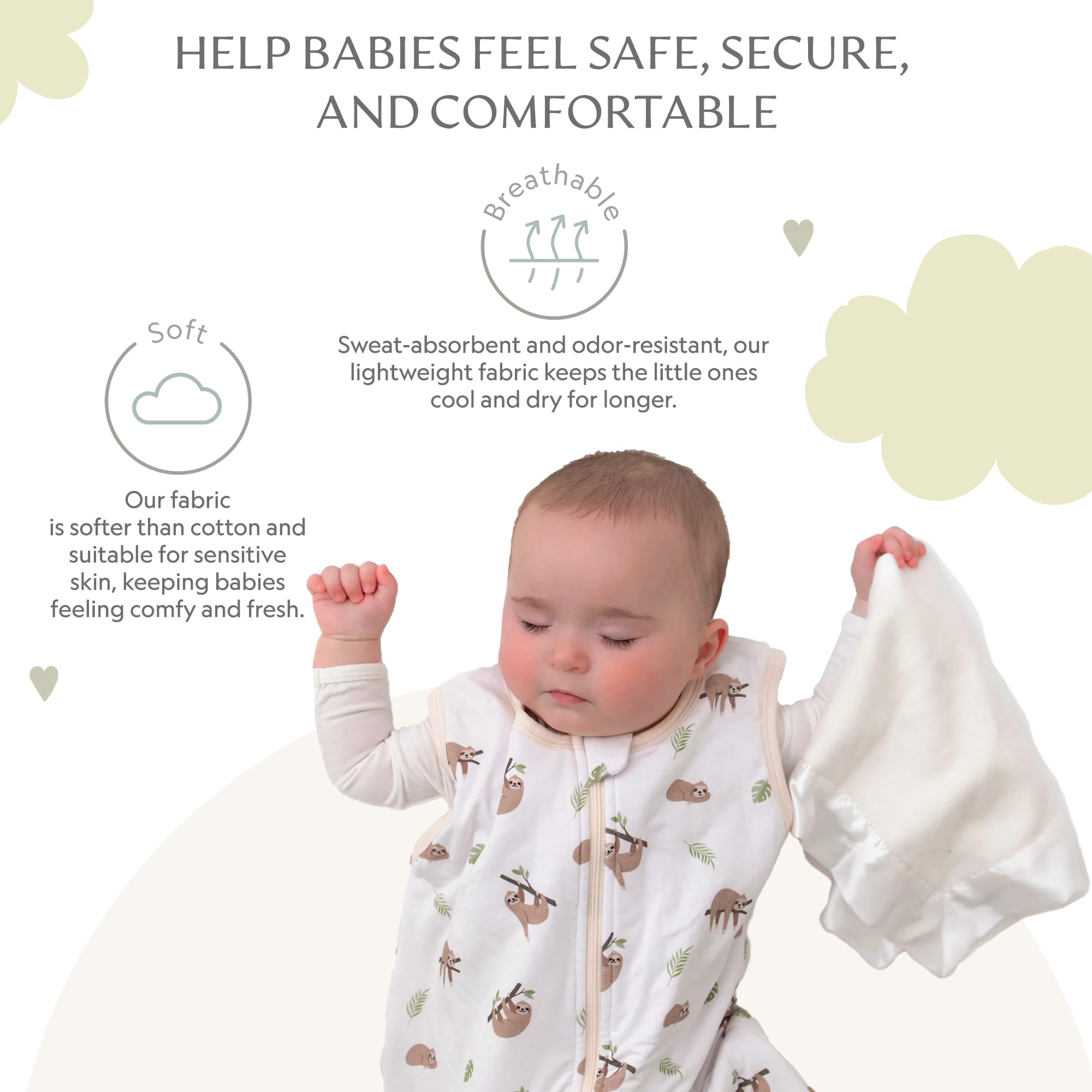 Bamboo Little Lovey held by tiny hands to symbolize comforting security