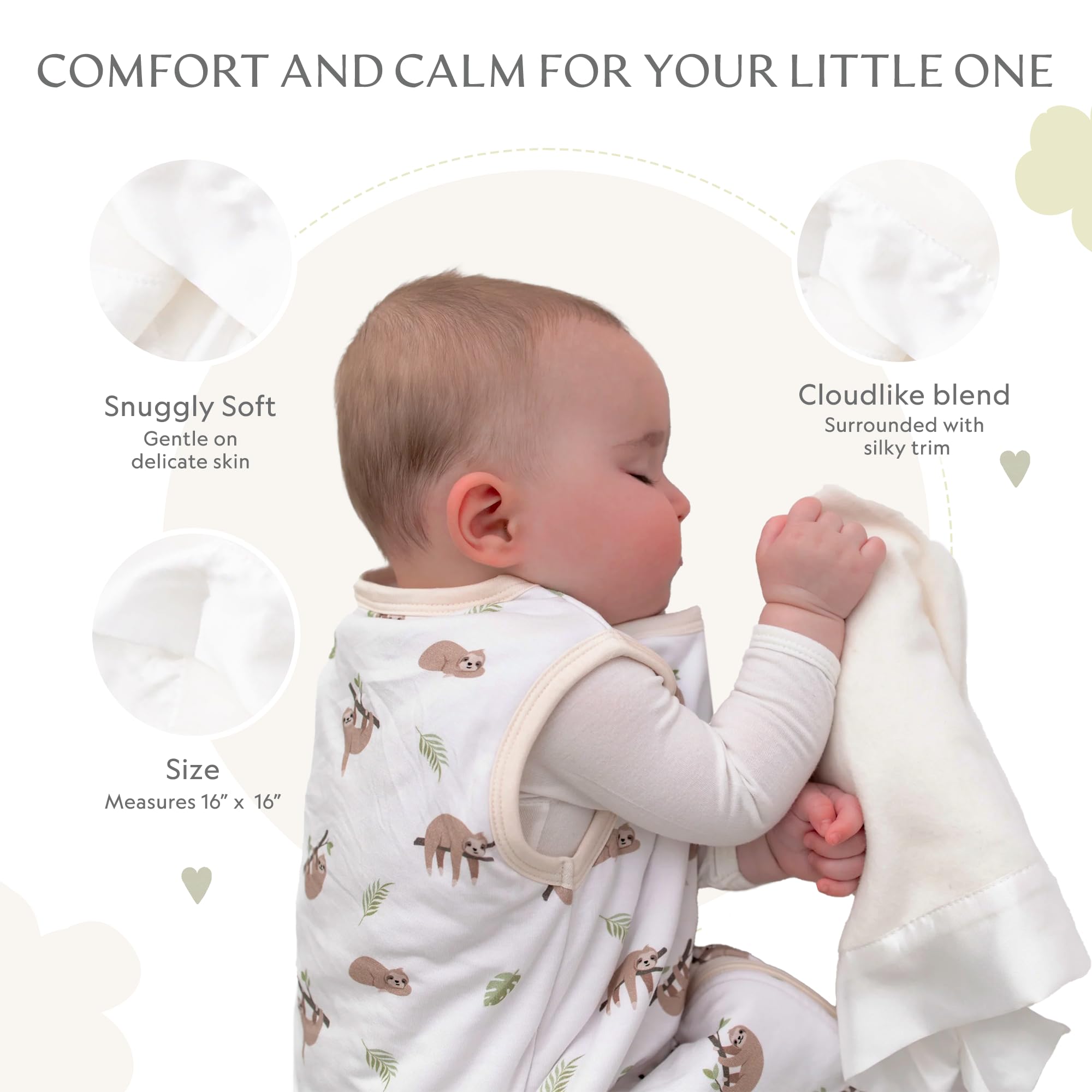 Bamboo Little Lovey with satin trim edge providing gentle tactile detail for soothing cuddles