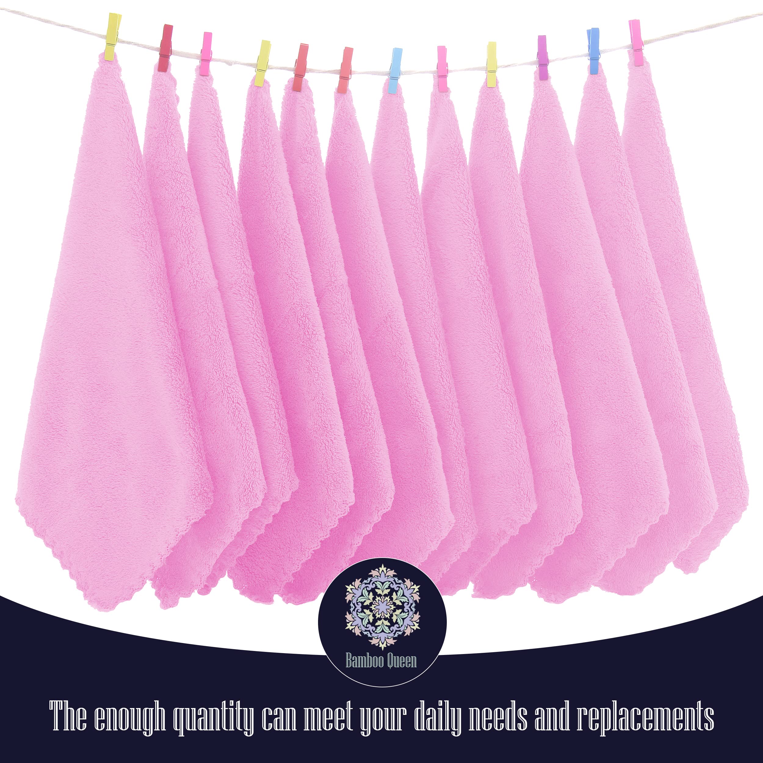 Bamboo Queen 10x10-inch washcloth flat lay highlights size and versatile baby-friendly use.