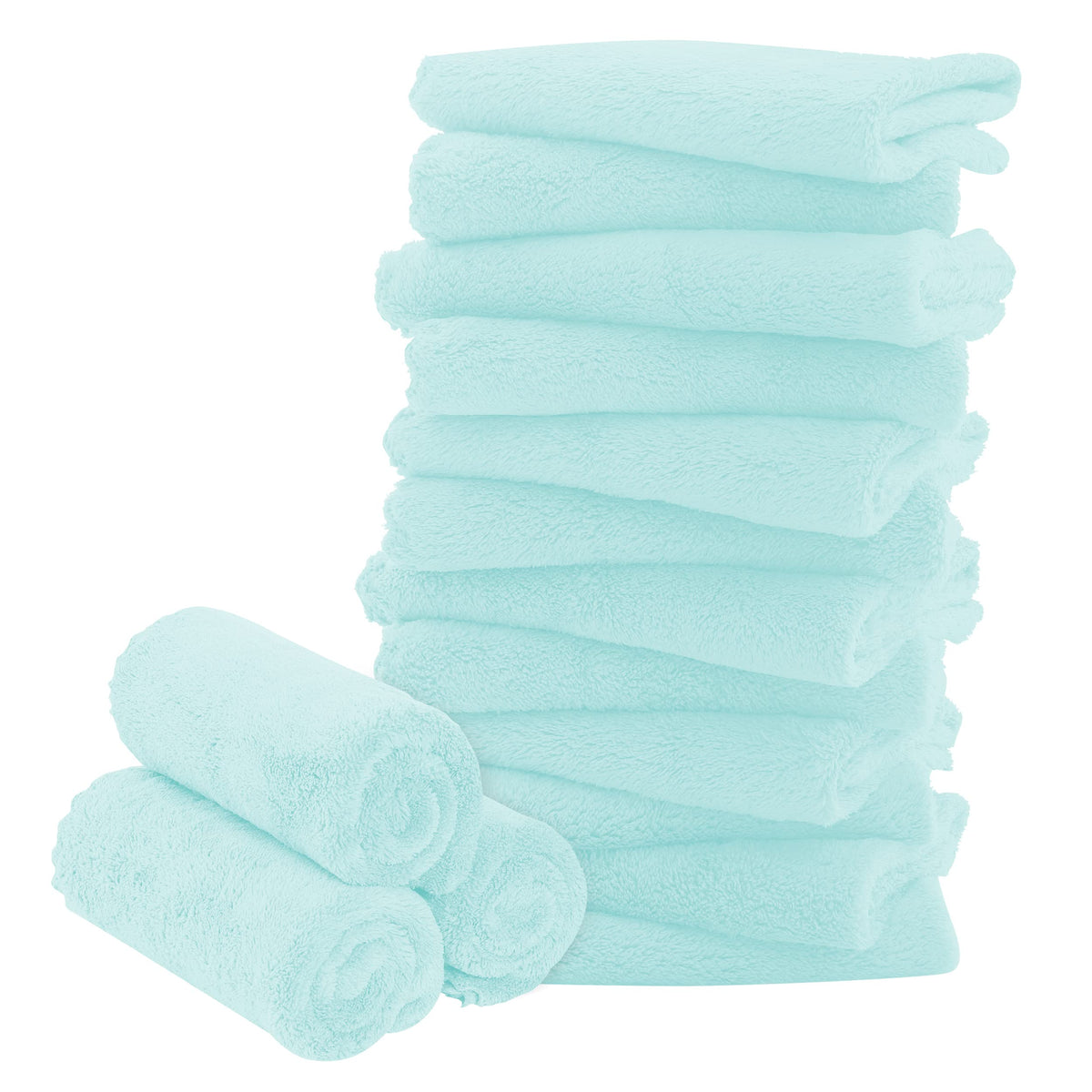 BAMBOO QUEEN 16-pack baby washcloths in coral fleece offer ultra-soft, highly absorbent cleansing.
