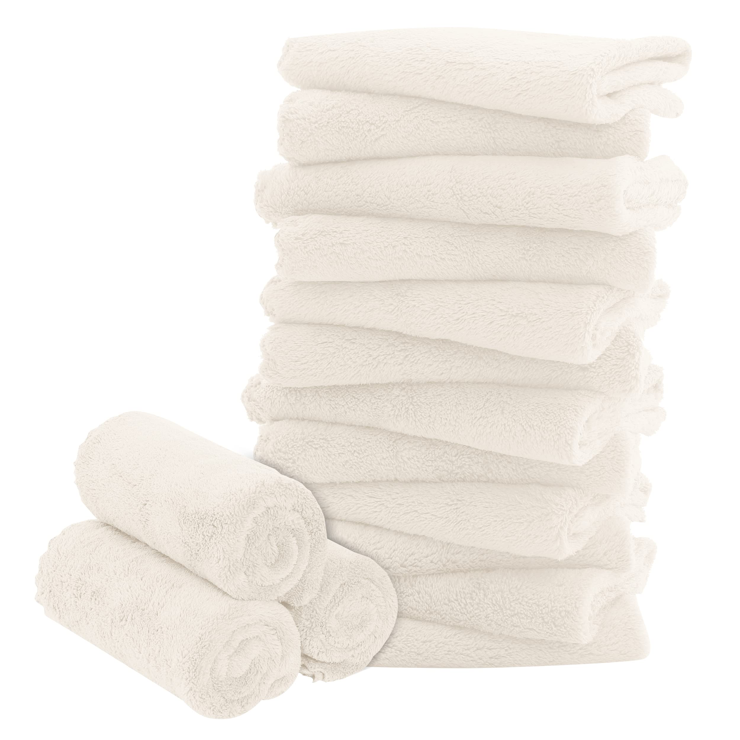 BAMBOO QUEEN 16 pack cream folded washcloths for gentle newborn baths