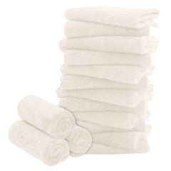 BAMBOO QUEEN 16 pack cream folded washcloths for gentle newborn baths