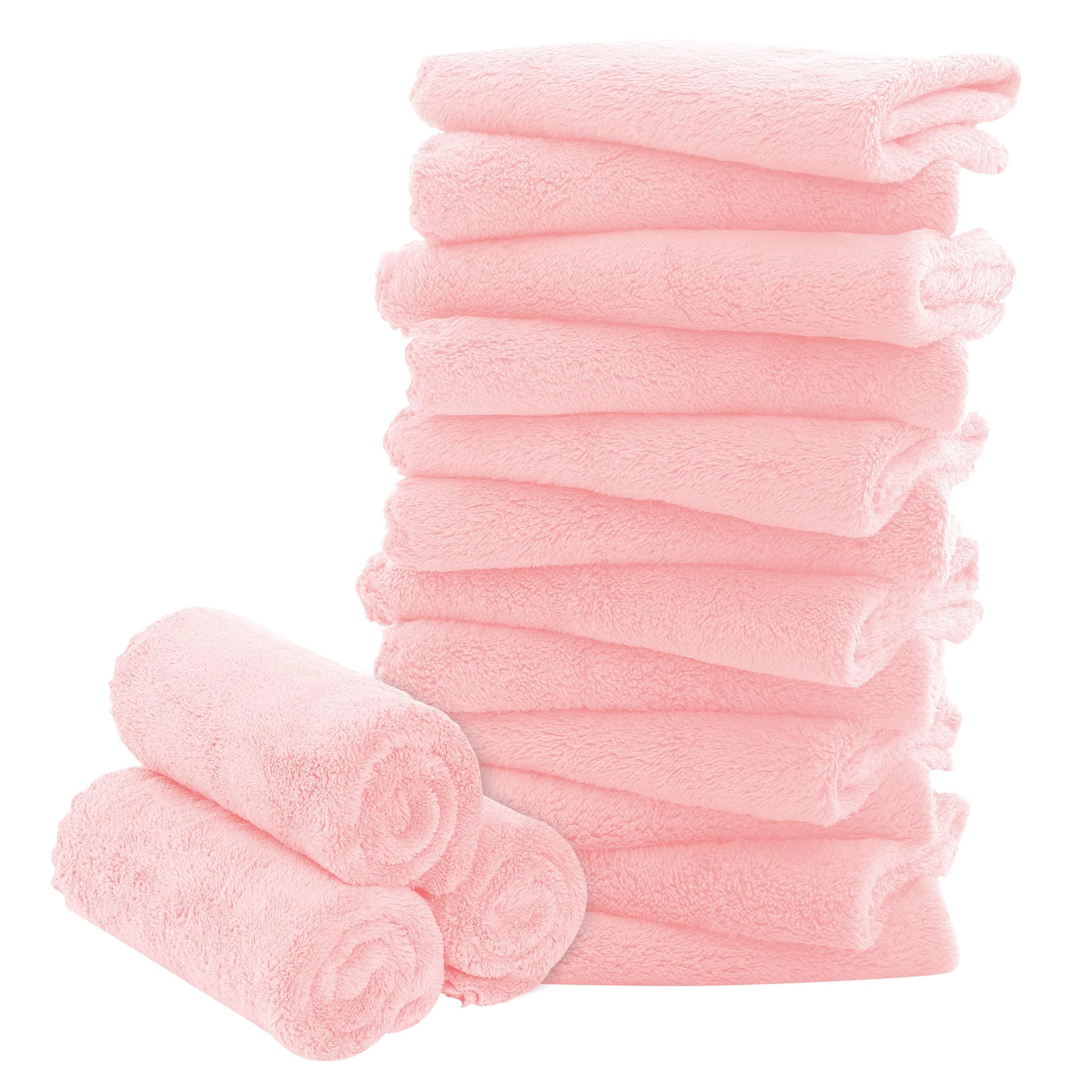 Bamboo Queen 16-pack washcloths show soft microfiber for gentle newborn cleansing.