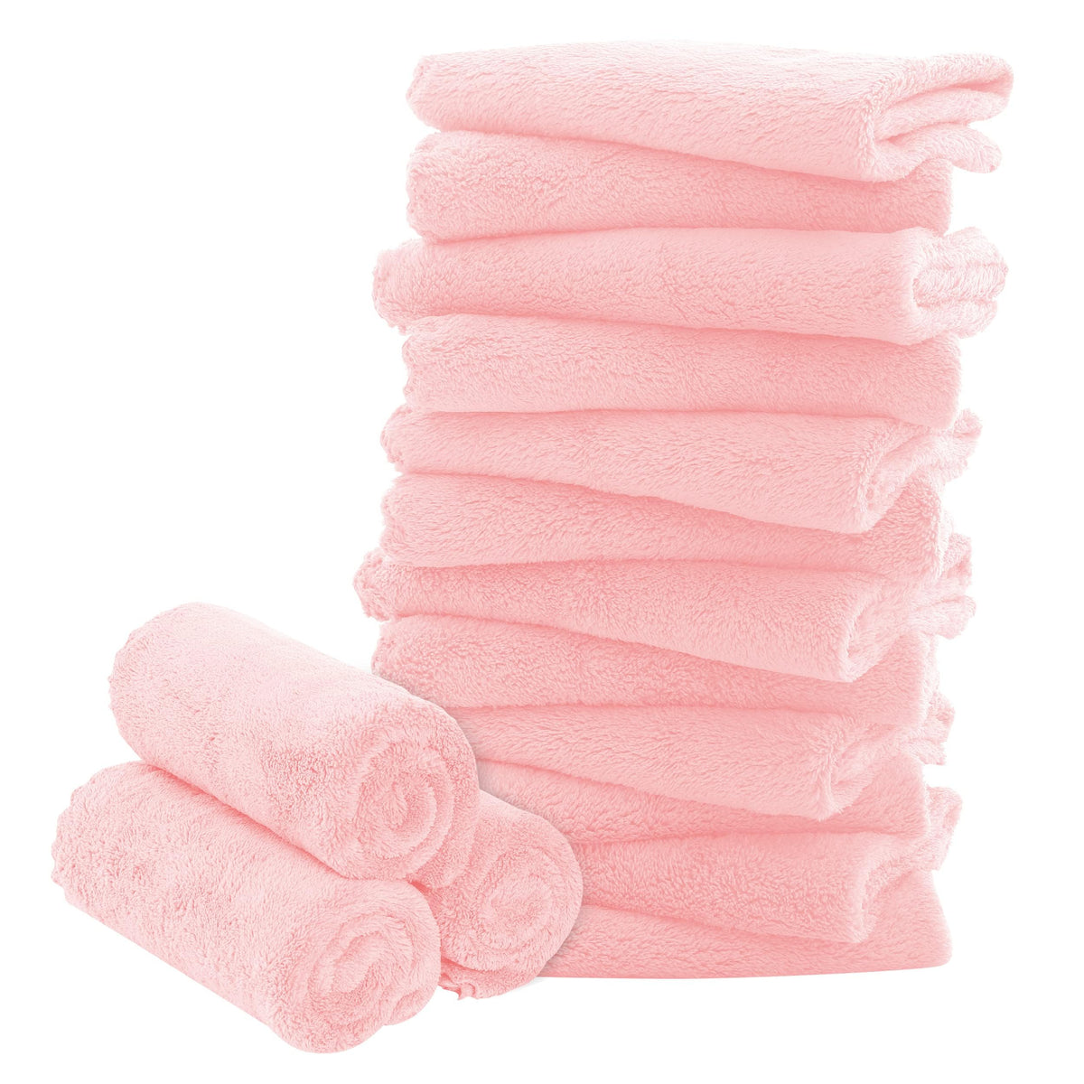 Bamboo Queen 16-pack washcloths show soft microfiber for gentle newborn cleansing.