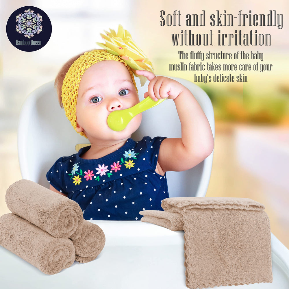 BAMBOO QUEEN 16-pack, flexible uses like burp cloths and face cloths