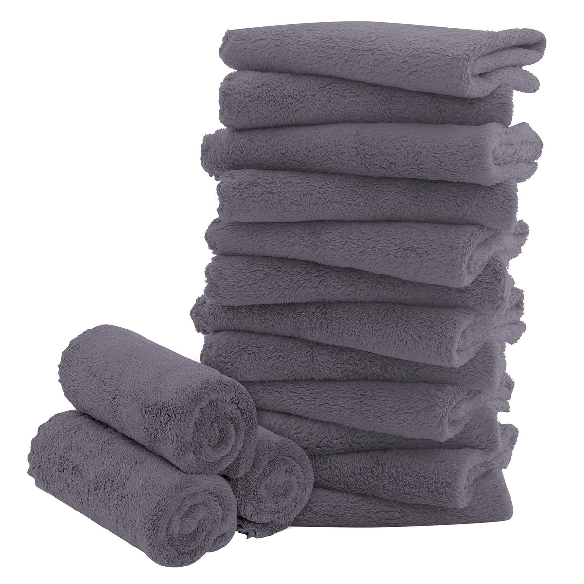 BAMBOO QUEEN 16-pack baby washcloths close-up coral fleece texture showing plush softness