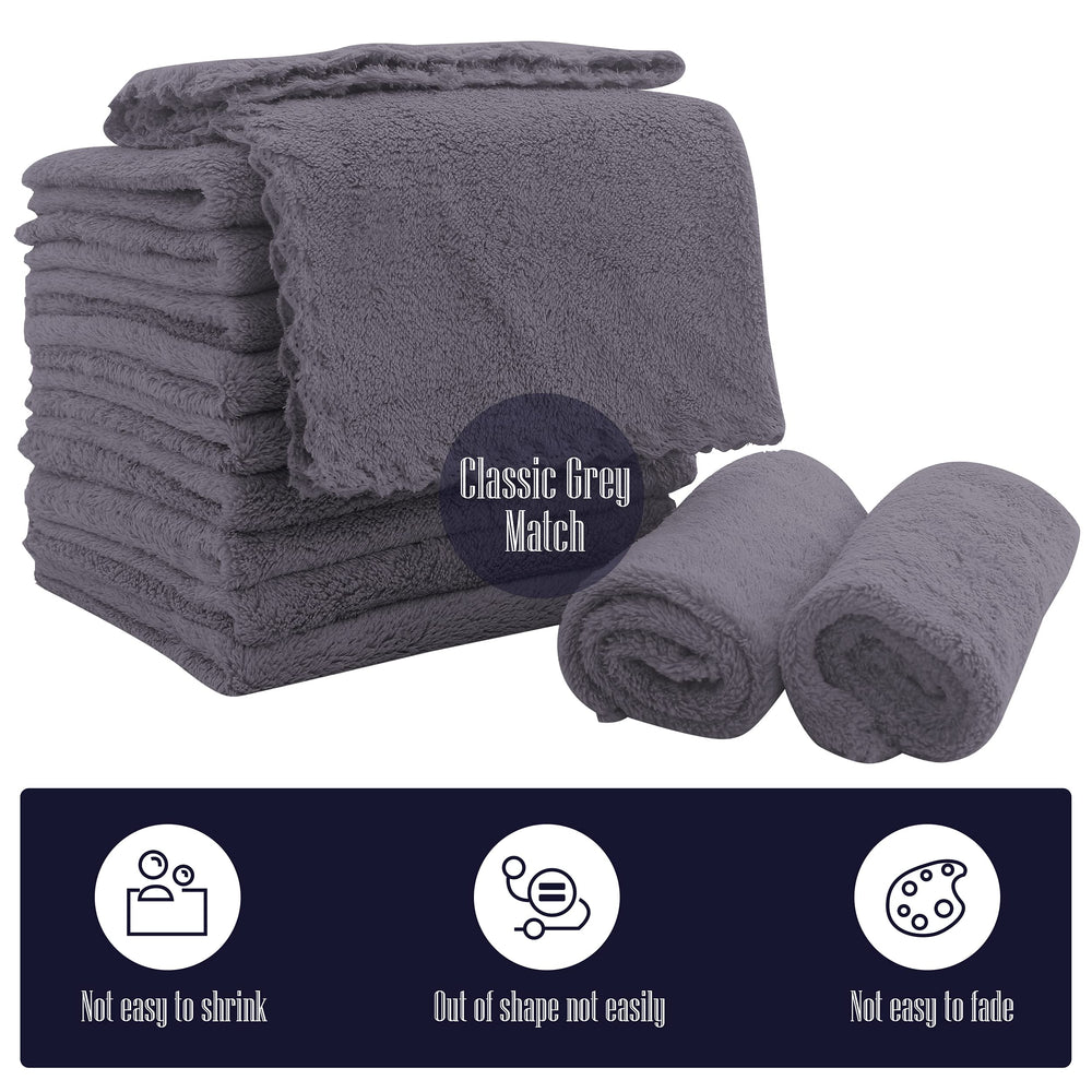BAMBOO QUEEN 16-pack baby washcloths grey 10x10 inch size for absorbent bath time