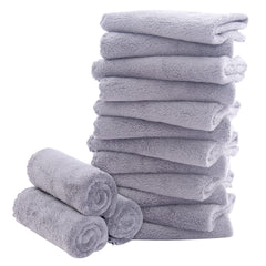 Bamboo Queen 16-pack light grey washcloths—ultra-soft, highly absorbent baby care.