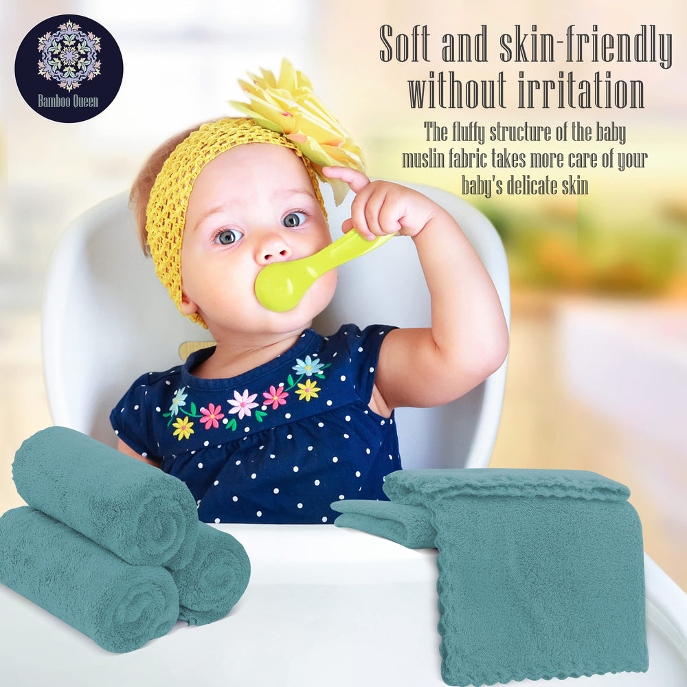 Bamboo Queen teal cloths offer quick-dry performance for busy bath times.