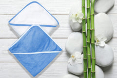 BAMBOO QUEEN 30x30 inch baby towel white navy pair ready for bath or pool