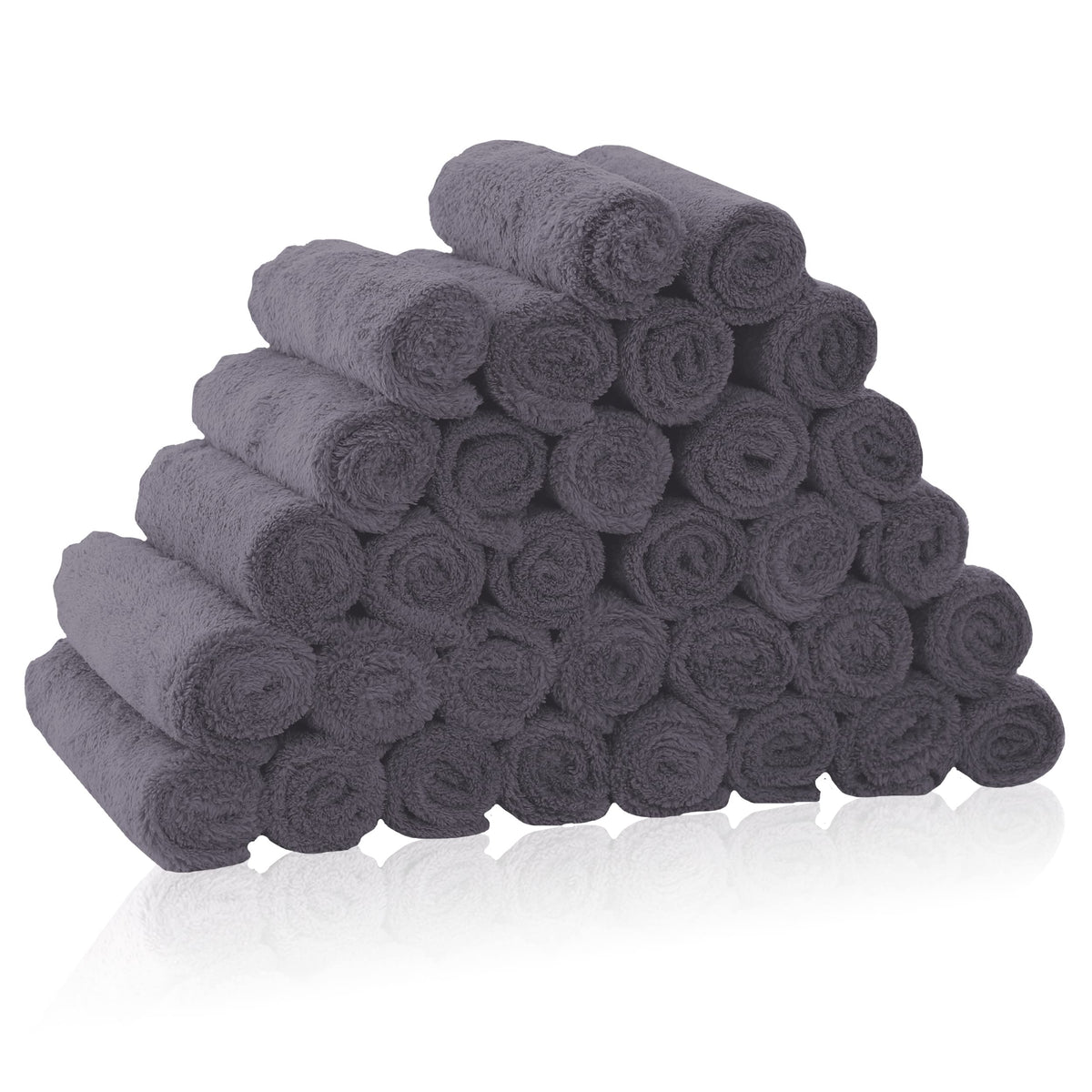 BAMBOO QUEEN 32-pack baby washcloths in grey provide plush softness for newborn baths.