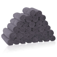BAMBOO QUEEN 32-pack baby washcloths in grey provide plush softness for newborn baths.