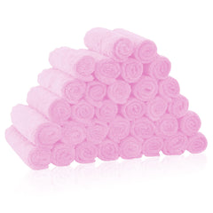 Bamboo Queen 32-pack washcloths spread flat showing 10x10 inch size for gentle baby baths.