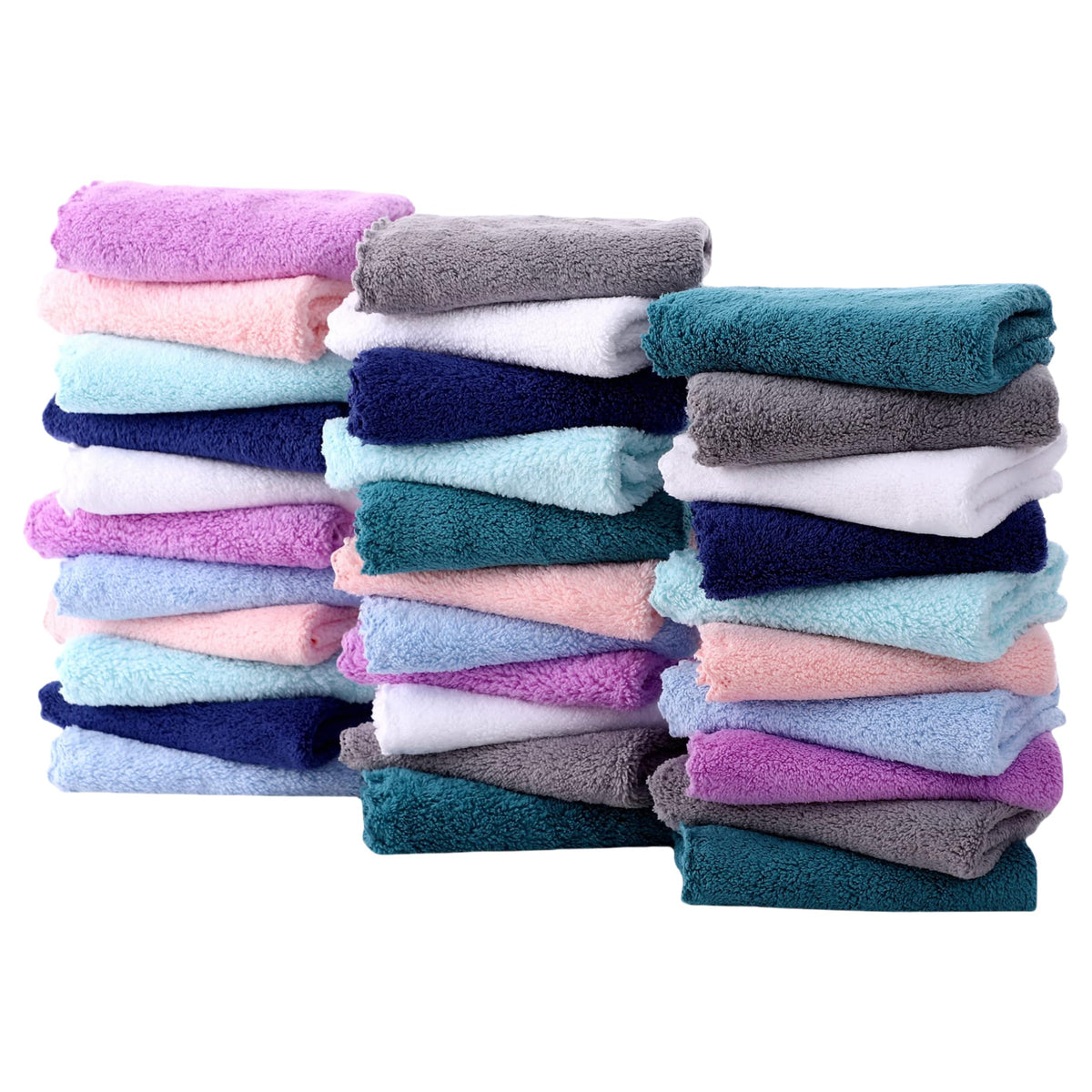 BAMBOO QUEEN 32-pack baby washcloths front view; soft and absorbent for bath time.