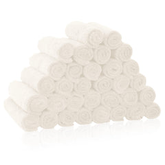 Bamboo Queen 32-pack baby washcloths packshot highlights 10x10 inch size for newborn baths