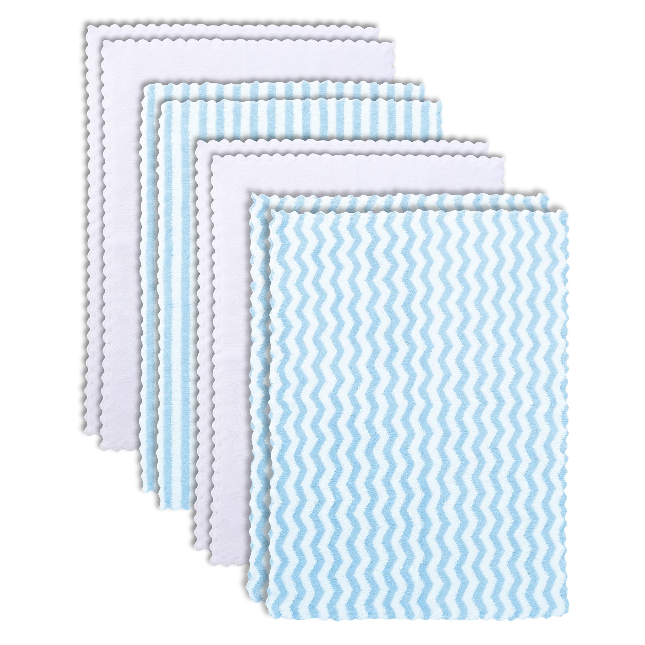 Bamboo Queen eight-pack burp cloths in aquamarine and white for quick cleanup.
