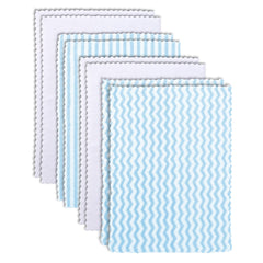 Bamboo Queen eight-pack burp cloths in aquamarine and white for quick cleanup.