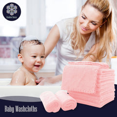 Bamboo Queen absorbent baby washcloth in use with soap lather