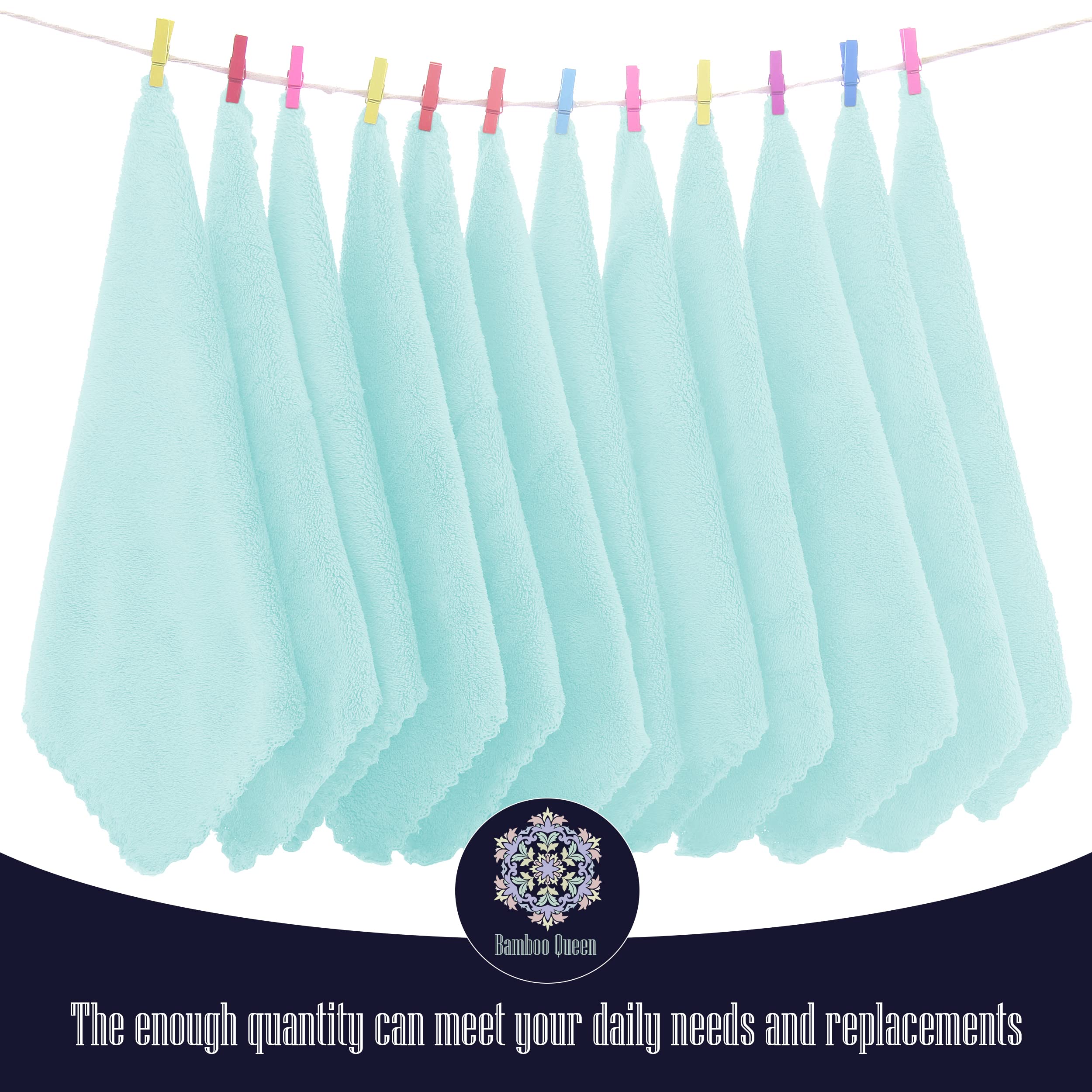 BAMBOO QUEEN absorbent washcloth quickly soaks water and soap for easy lather.
