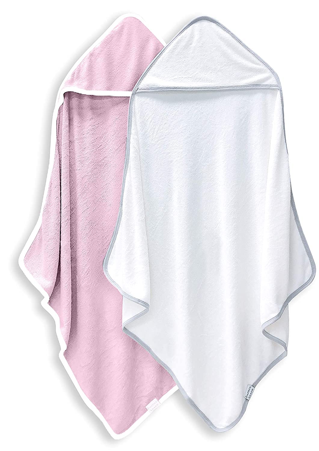 BAMBOO QUEEN baby bath towel folded in white and pink shows plush softness for delicate skin