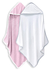 BAMBOO QUEEN baby bath towel folded in white and pink shows plush softness for delicate skin