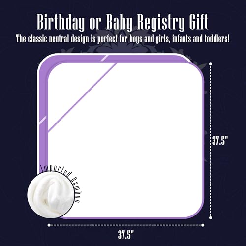 BAMBOO QUEEN baby hooded towel violet on child highlights cozy bath time warmth.