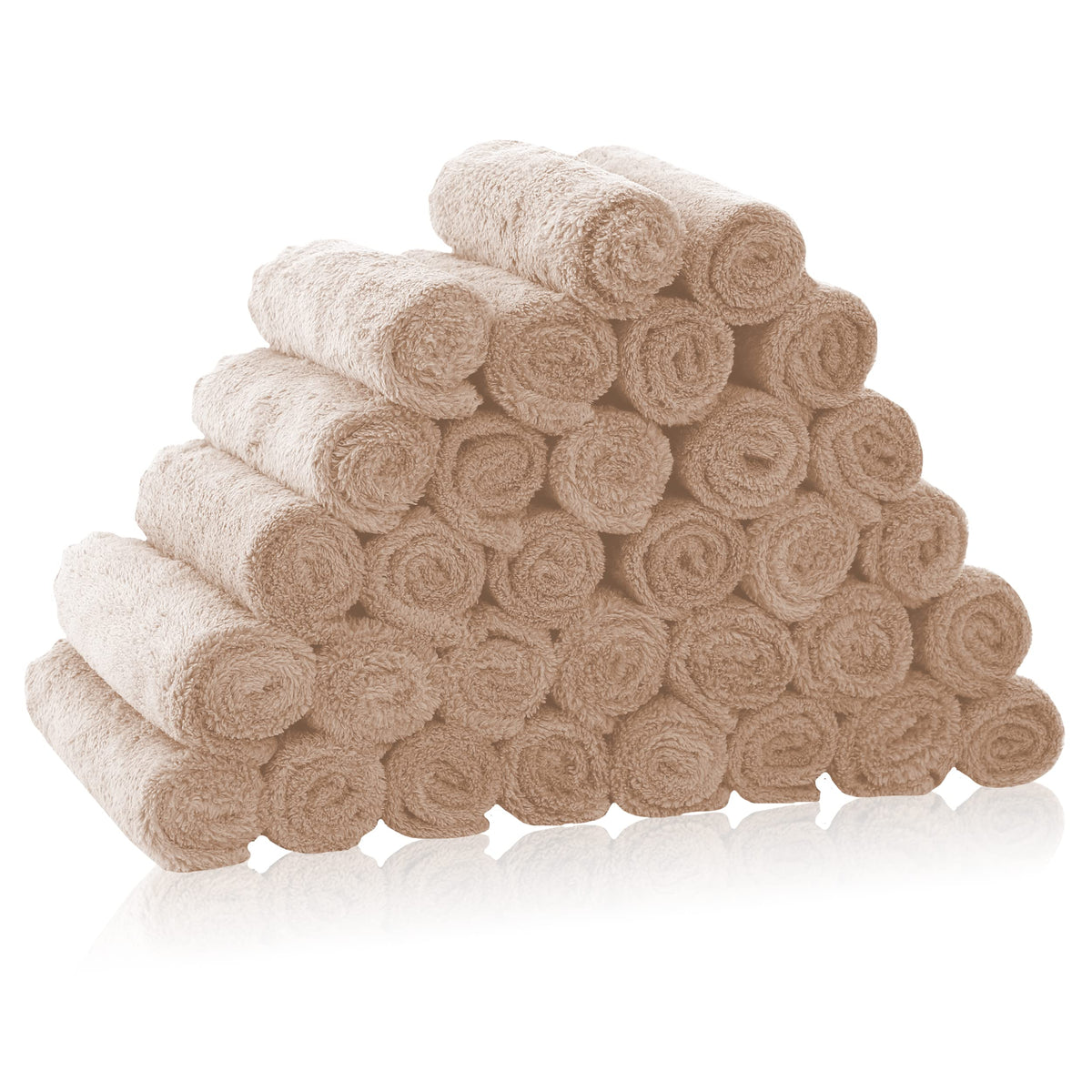 Bamboo Queen 32-pack baby washcloths brown stack, soft coral fleece for gentle newborn care