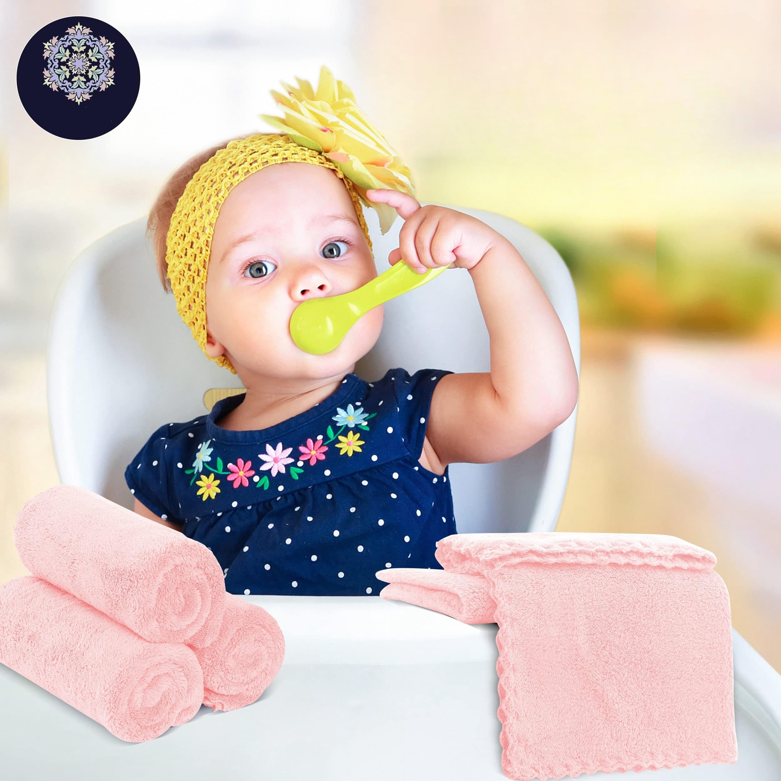 Bamboo Queen baby-washcloths uses image showcasing versatile bath and burp cloth options.
