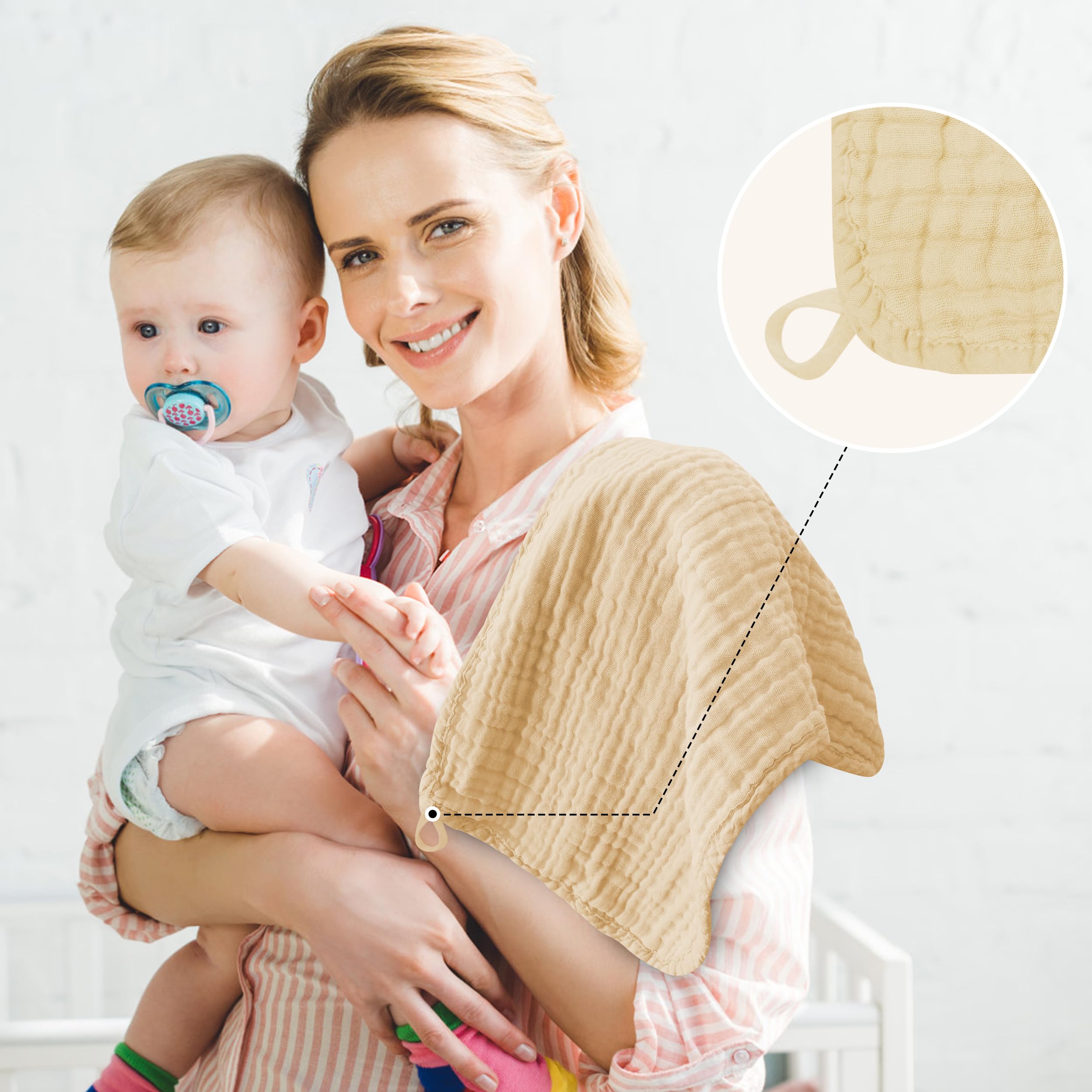 BAMBOO QUEEN brown burp cloths suitable for boys and girls