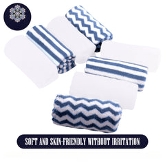 BAMBOO QUEEN burp cloths spread to show large 16 by 12 inch coverage
