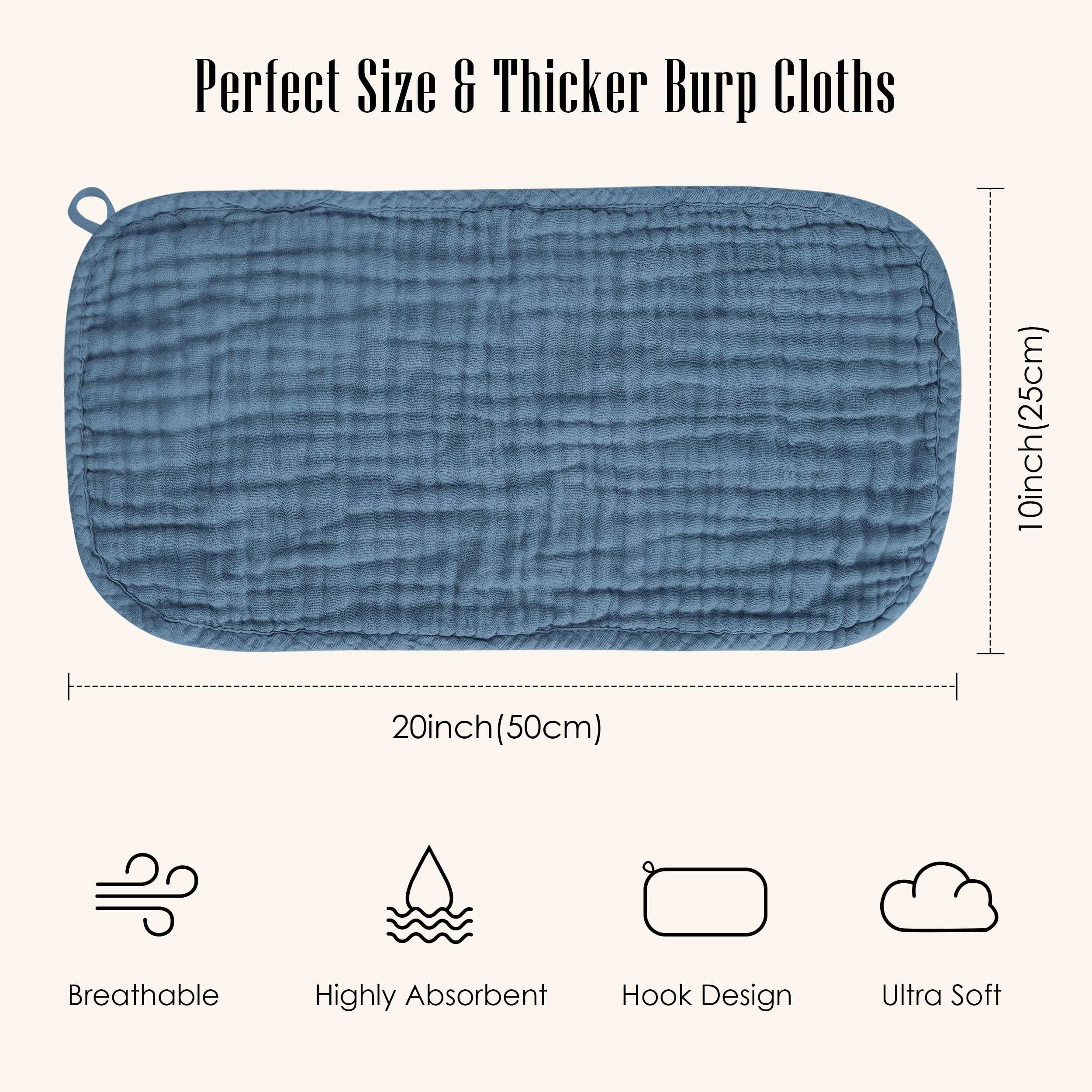 BAMBOO QUEEN burp cloth 20x10 size covers shoulder during feeding