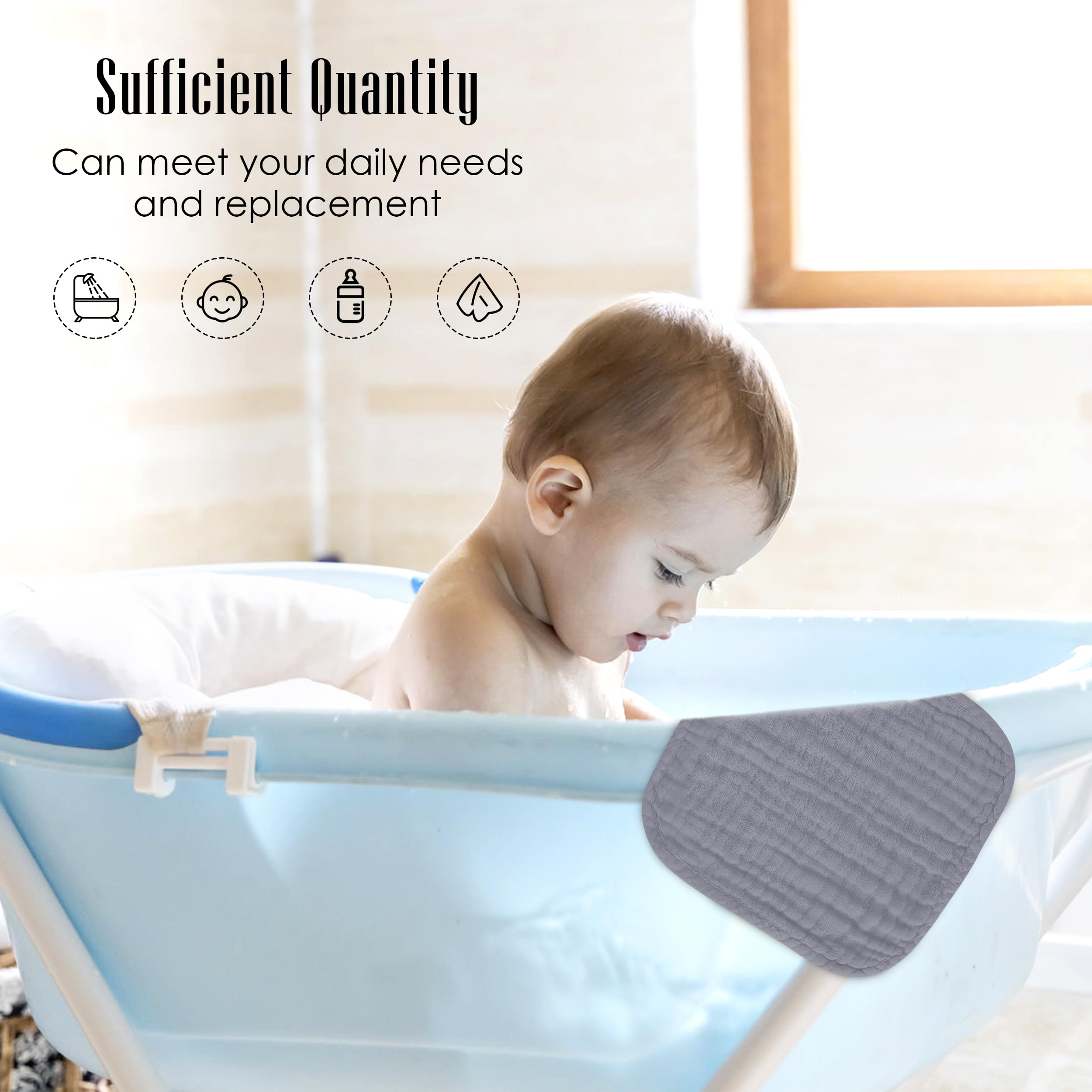 BAMBOO QUEEN grey color washcloths as baby face towels after bath