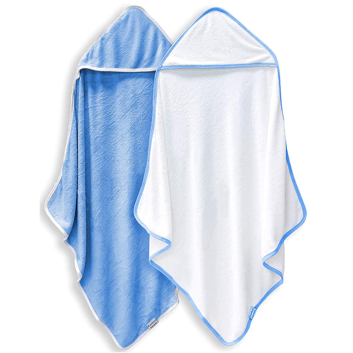 Bamboo Queen hooded towel white and navy offers plush softness for gentle post-bath warmth