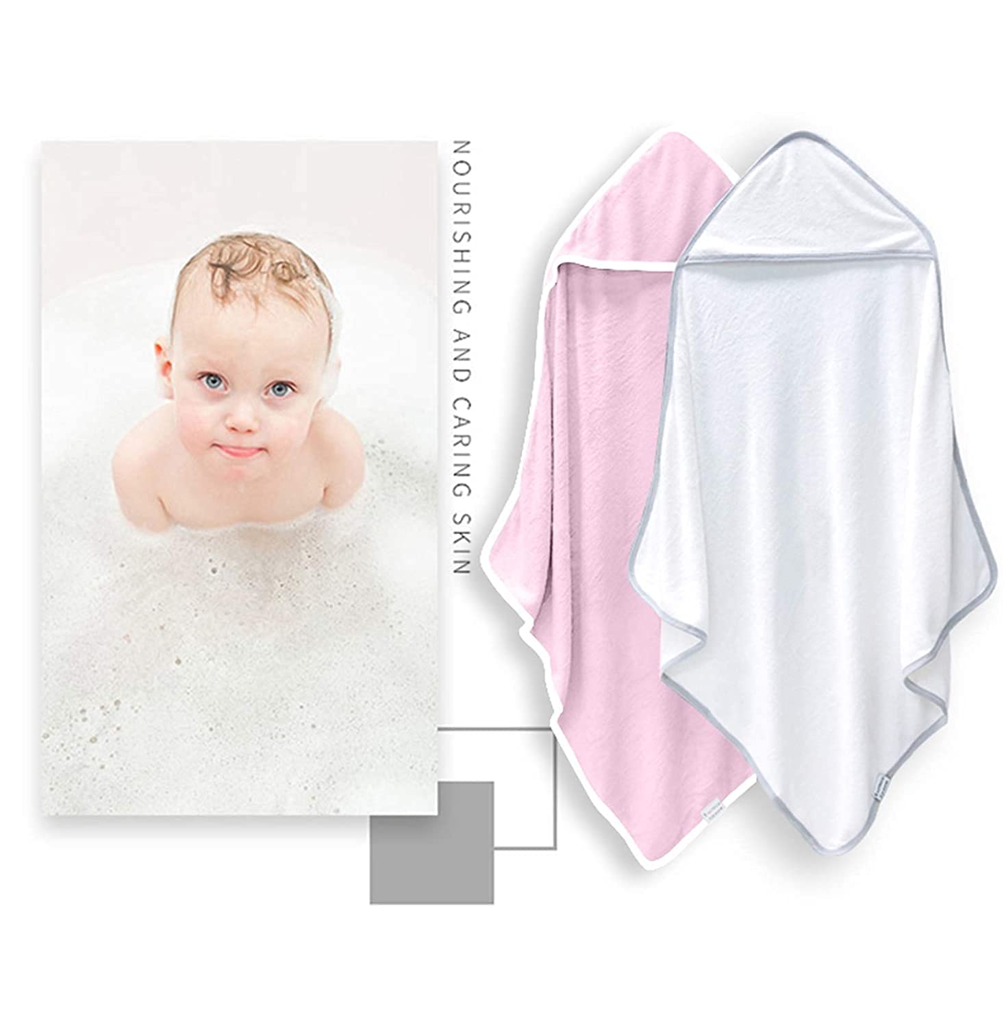 BAMBOO QUEEN hooded towel on child demonstrates extra warmth and quick drying after bath