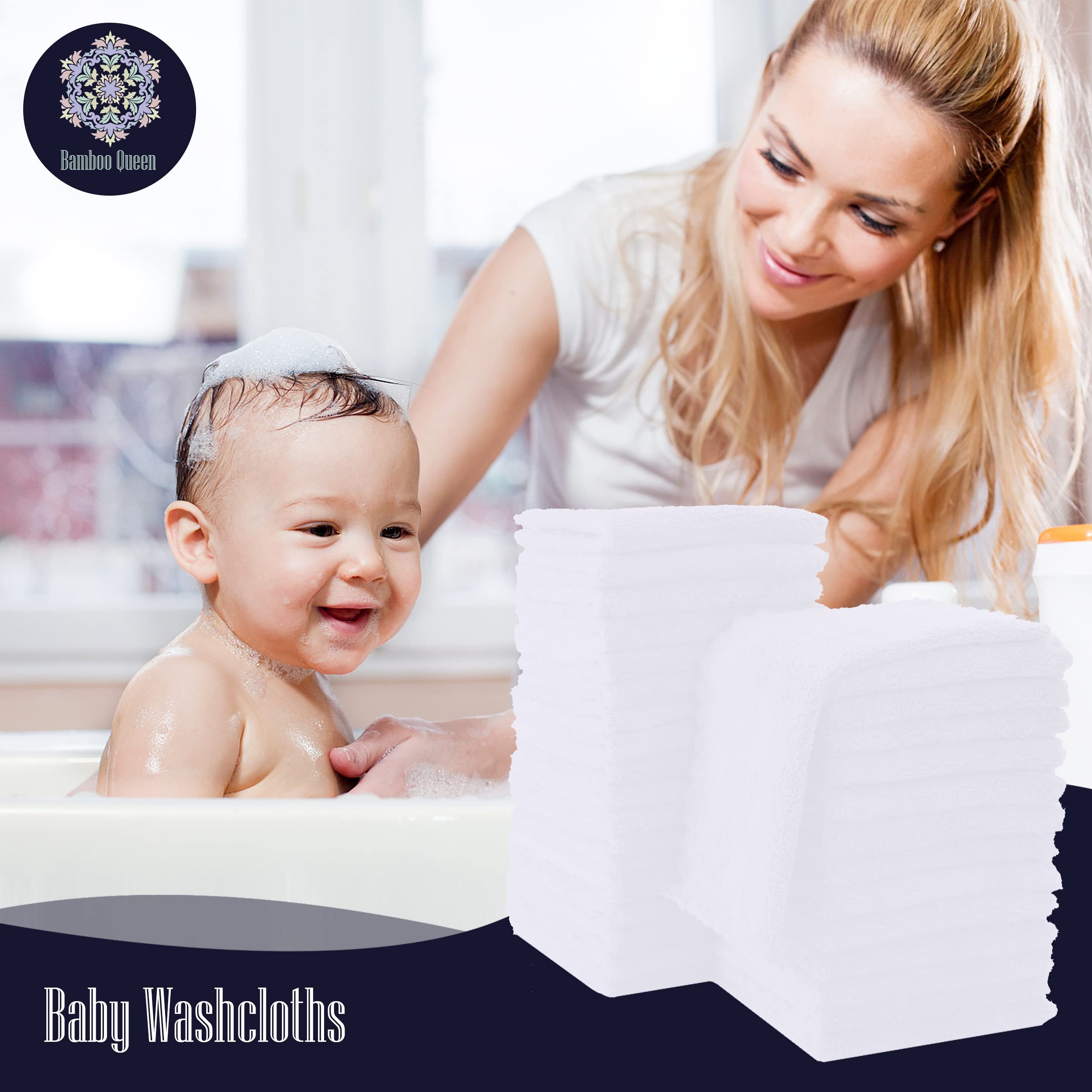 BAMBOO QUEEN multi-use cloth demonstrating baby washcloth and burp cloth roles.