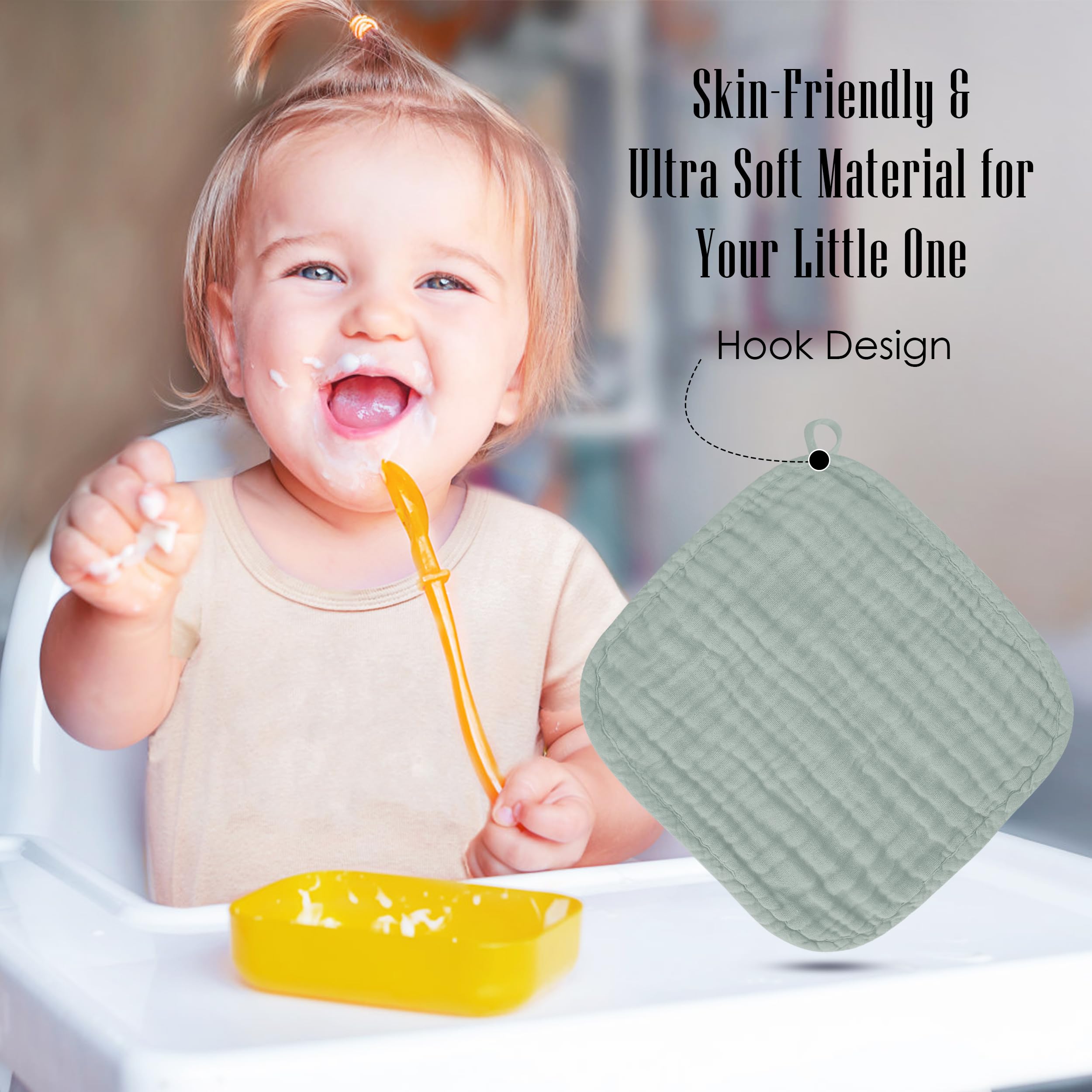 BAMBOO QUEEN multi-use washcloths ideal as face towels or burp wipes