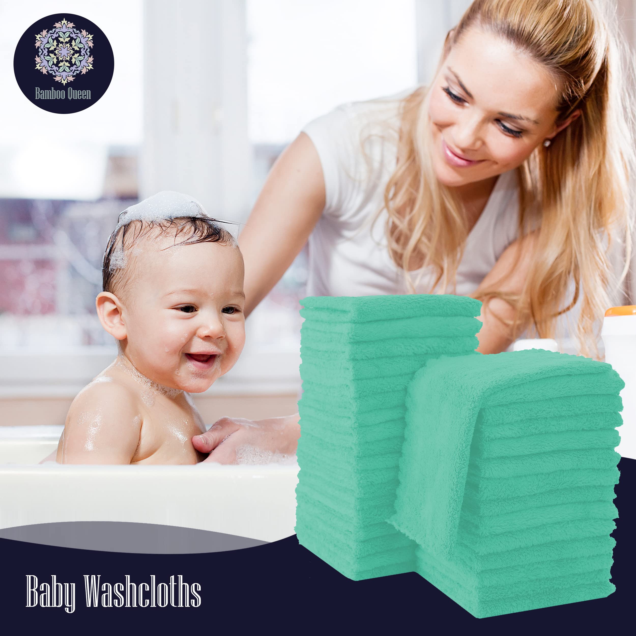 Bamboo Queen multi-use washcloths suitable as burp cloths and face cloths.
