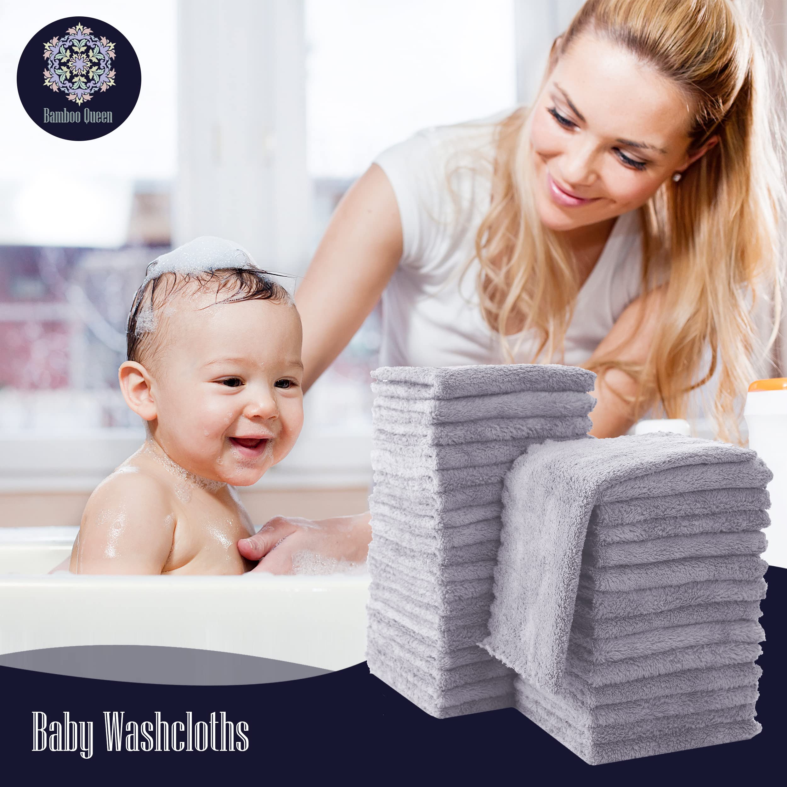 Multipurpose Bamboo Queen washcloth used as burp cloth and face cloth