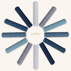 BAMBOO QUEEN 12-pack burp cloths spread to reveal ultra-absorbent cotton
