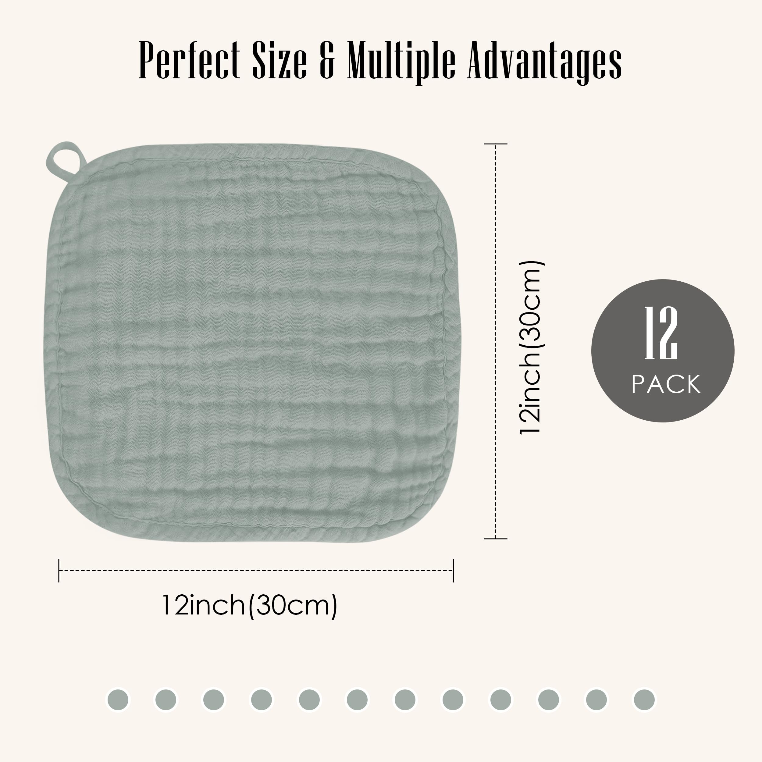 BAMBOO QUEEN muslin washcloths highly absorbent for quick wipeups