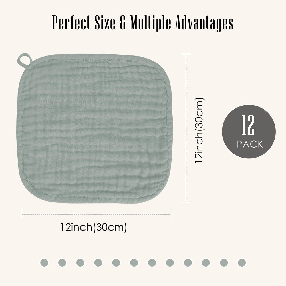 BAMBOO QUEEN muslin washcloths highly absorbent for quick wipeups