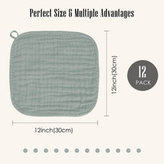 BAMBOO QUEEN muslin washcloths highly absorbent for quick wipeups