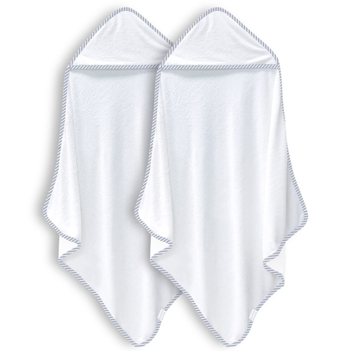 Bamboo Queen two-pack hooded towels for babies, ultra-soft and gentle on skin.